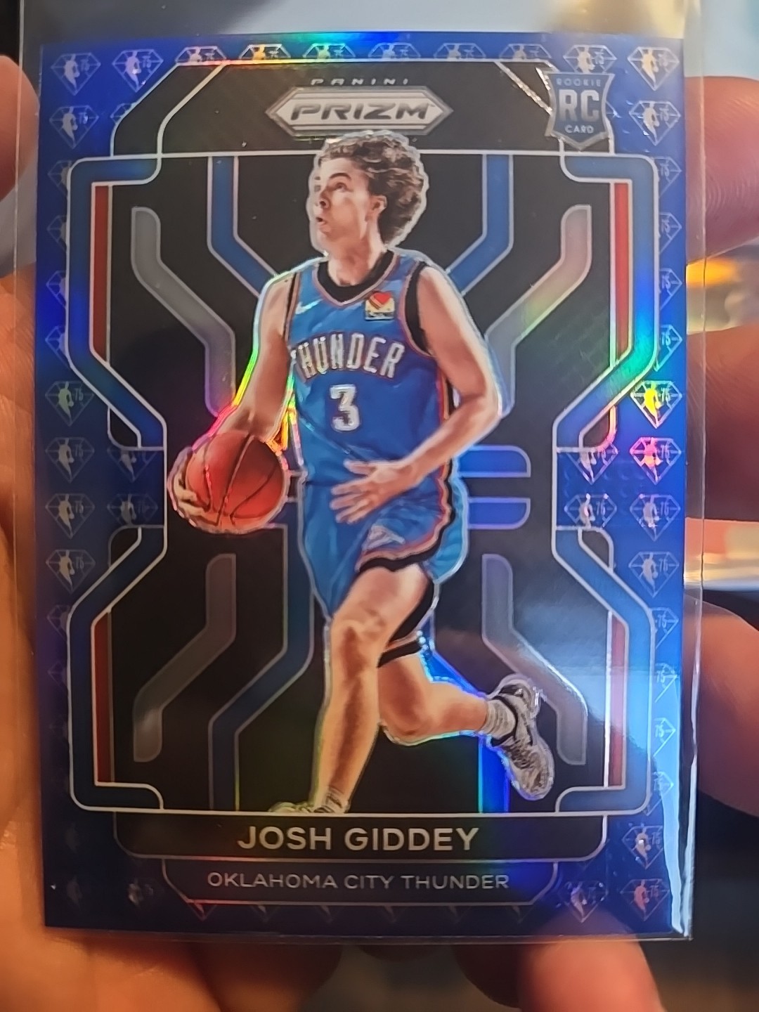 2021-22 Panini Prizm Josh Giddey 75TH BLUE PRIZM RC #301 SP BULLS
