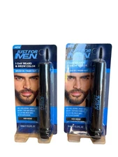 (2) Just For Men 1-Day Beard & Brow Color - Brush In / Wash Out~ Dark Brown