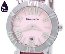 TIFFANY & CO ATLAS Z1300.11 PINK DIAL LADIES QUARTZ WATCH SS LEATHER DATE