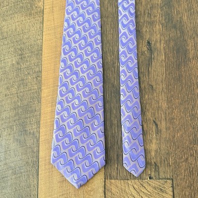 ROBERT TALBOTT Best Of Class Men Tie Purple Yellow Blue Silk Hand Sewn USA $105