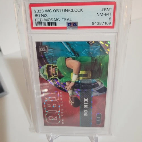 2023 WILDCARD QB1  BO NIX RED MOSAIC TEAL 2/2 PSA8