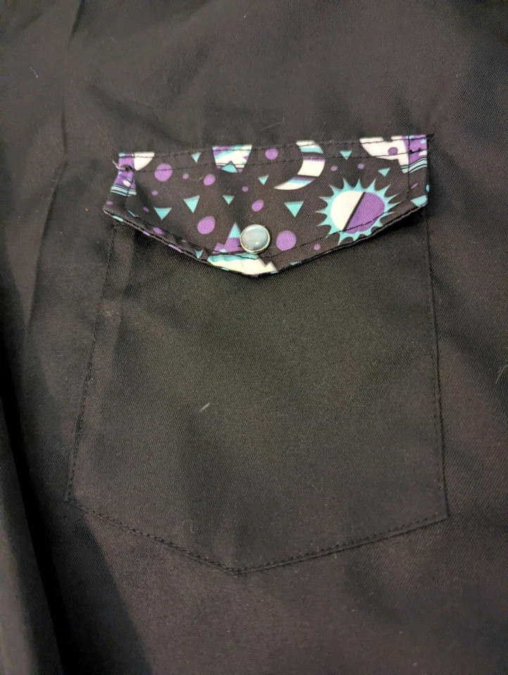 Camisa Para Hombres B FRESH GEAR Negra Retro Desierto Manga Larga Perla A Presión XL Occidental Foto 4 de 4