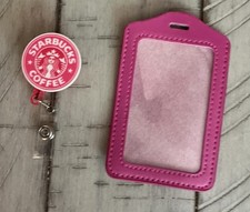 Pink SB Coffee Badge Reel With Matching ID Holder