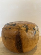 Vintage Hand Turned Burl Wood Vase Poplar Hollow Form Organic Studio Art Signed