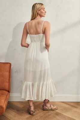 knee length dresses for ladies Urban Outfitters UO Athena Smocked Midi Dress  White Chocolate Couture