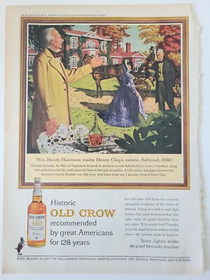 1963 Old Crow bourbon whiskey Wm. Henry Harrison Henry Clay vintage ad