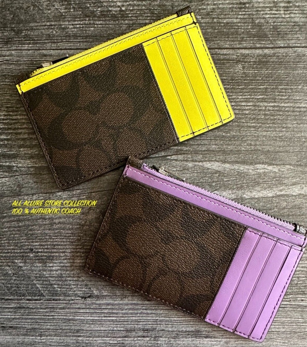 BN Coach Men's Zip Card Case~wallet~ signature ~ color block~solid