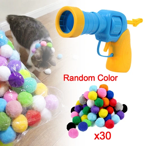 Spielzeugpistolen Katzenspielzeug Pistole mit 30 Plüschball Katze Spielzeug - Bild 2 von 9