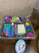 Child Kitchen Fun Playset Tableware Dishes Forks Spoons 27Pcs Drainer NEW