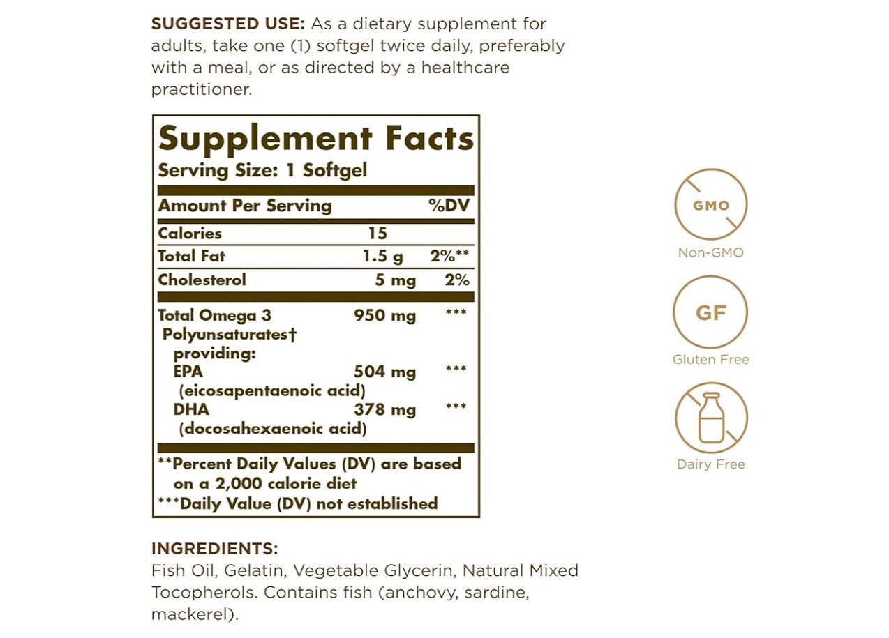 Solgar Omega-3 EPA & DHA, Triple Strength #100 Exp2027