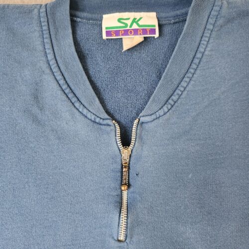 Vintage SK Sport Pullover Adult Large Blue Quarter Zip Grunge Baggy 90s Mens - Picture 3 of 12