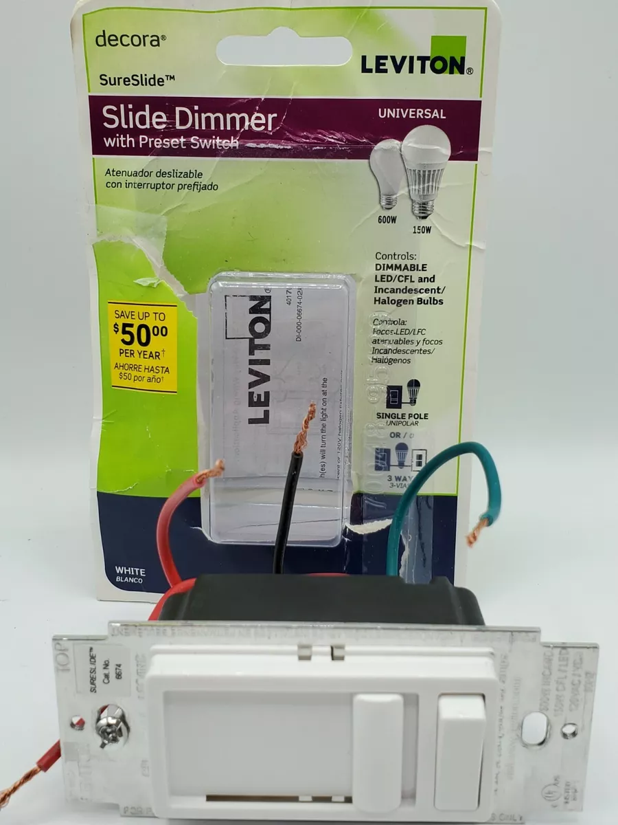 DECORA SURESLIDE SLIDE DIMMER WITH PRESET SWITCH 078477561942 eBay