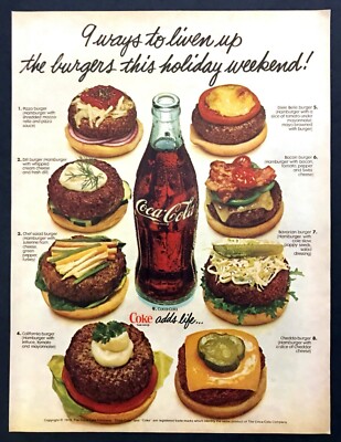 1979 Eight Different Hamburger Variations photo Coca-Cola Coke vintage print ad