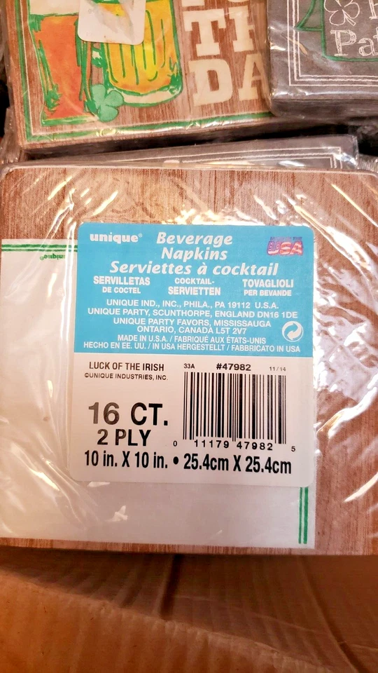 St.Patricks Day beverage cocktail napkins 58 packs 16 each 10x10" bar restaurant - Image 4 of 4