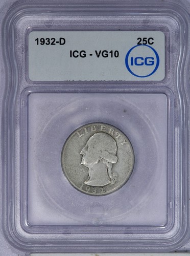 1932-D Washington Quarter 25C ICG VG10