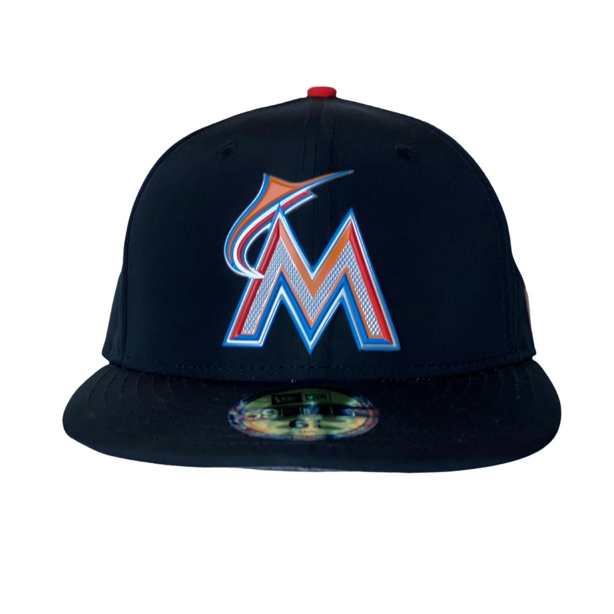 Miami Marlins New Era MLB 59Fifty Cap Big Kids Size Fitted Black 5950 Kids  Hat