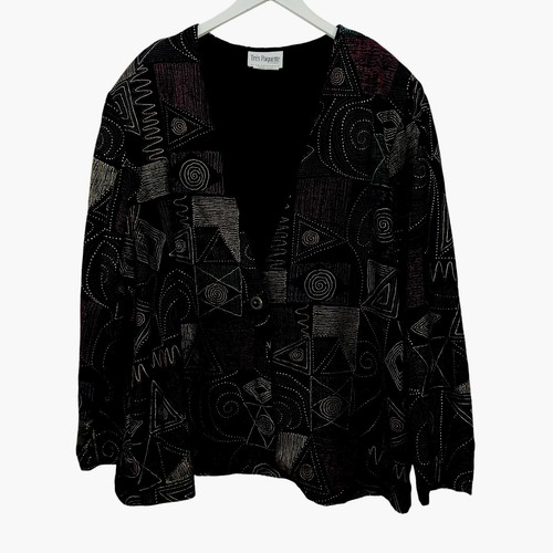 4X Vintage Tres Plaquette Women Blazer Multicolor Velvet Metallic Embroidered - Picture 8 of 11