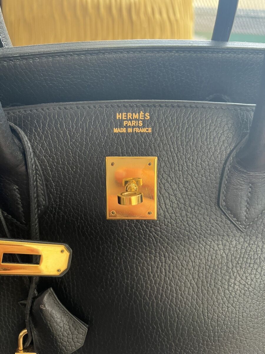 Hermes 40cm Natural Gold Ardennes Leather Gold Plated Birkin Bag