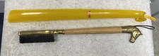 Vintage Brass Horse Head Shoe Brush 15" with Hanging Handle w/ Yellow Shoe Horn