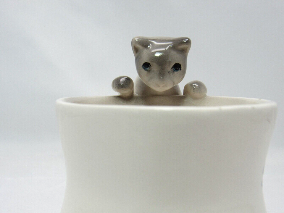 Vintage Ceramic Cat & Hiding Mouse Figural Mug Cup Trash Mug Shanty
