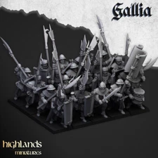 Medieval Gallia Men at Arms with Halberds and Shields - Highlands Miniatures