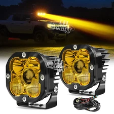 AUXBEAM 2PCS Laser 3" LED Work Light Amber Spot Flood Beam Offroad Driving Lamps