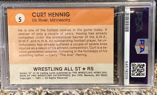 1983 Wrestling All Stars Card Mr Perfect Curt Hennig Rookie Card #5 PSA VG 4 - Picture 6 of 6