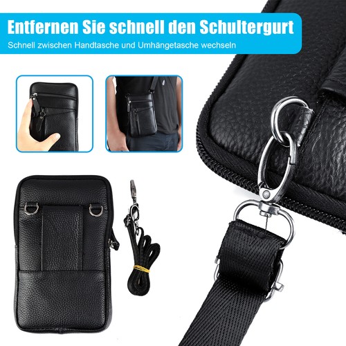 Men Leather Phone Pouch Belt Bag Shoulder Crossbody Pack Waist Waterproof Bag AU - Picture 6 of 11