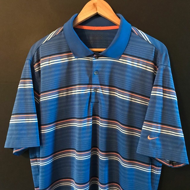 NIKE GOLF ( TOUR PERFORMANCE ) Men's Dri-Fit Polo Shirt sz L Large Blue Striped | eBay