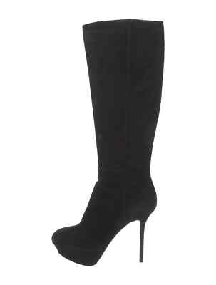 SERGIO ROSSI Black Suede Knee-High Boots Size 9.5 IT 39.5 Good Condition & Bag