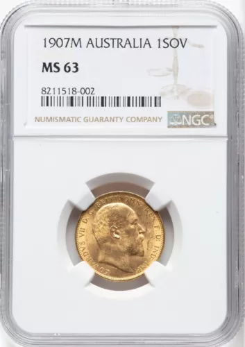 Australia - 1907M Edward VII Sovereign - NGC MS63 - SCARCE JUST 33 GRADED FINER!