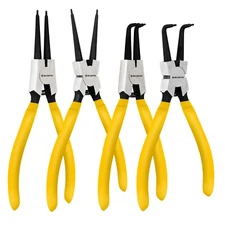 BLOSTM 4 x Circlip Pliers 7" Internal External Straight Bent Nose Tip Snap Ring