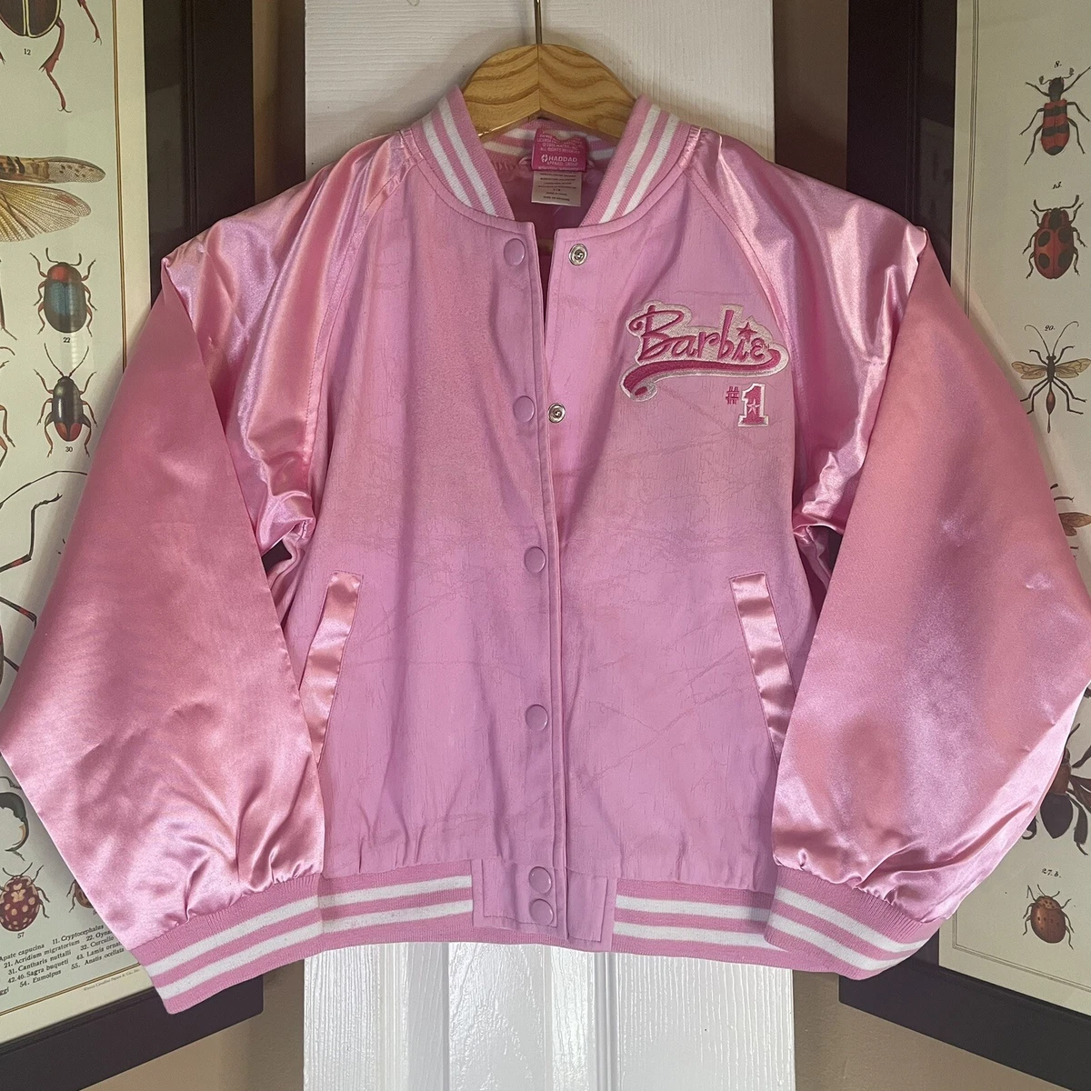 Pink satin baseball jacket sale
