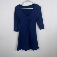 Express Womens Dress Size XS V Neck Blue 3/4 Sleeve Short