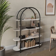 4 Tier Wooden Shelving Arched Unit Industrial Storage Bookcase Display Shelves