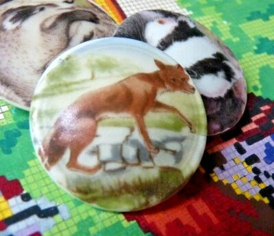 ANCIEN BOUTON DE CHASSE VINTAGE EN PORCELAINE - Photo 1/4