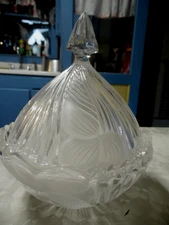Beautiful Rare Large Frosted Covered Candy Dish