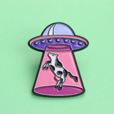 Listing image for UFO spaceship Alien ET abduction enamel pin badge