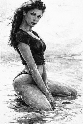 American Model Actress Stephanie Seymour Charcoal Sketch Fridge Magnet 2x3