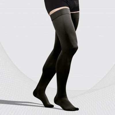 Tonus Elast Class II Closed-Toe Thigh-High Compression Stockings, Medium, Black