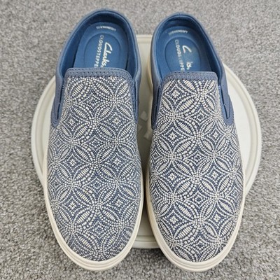 Clarks Cloudsteppers Audreigh Cove Slip On Shoes Womens 7.5 Platform Blue Clogs