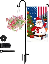 Heavy-Duty Garden Flag Stand with Shepherd Hook, 12x18 Inch Outdoor Yard