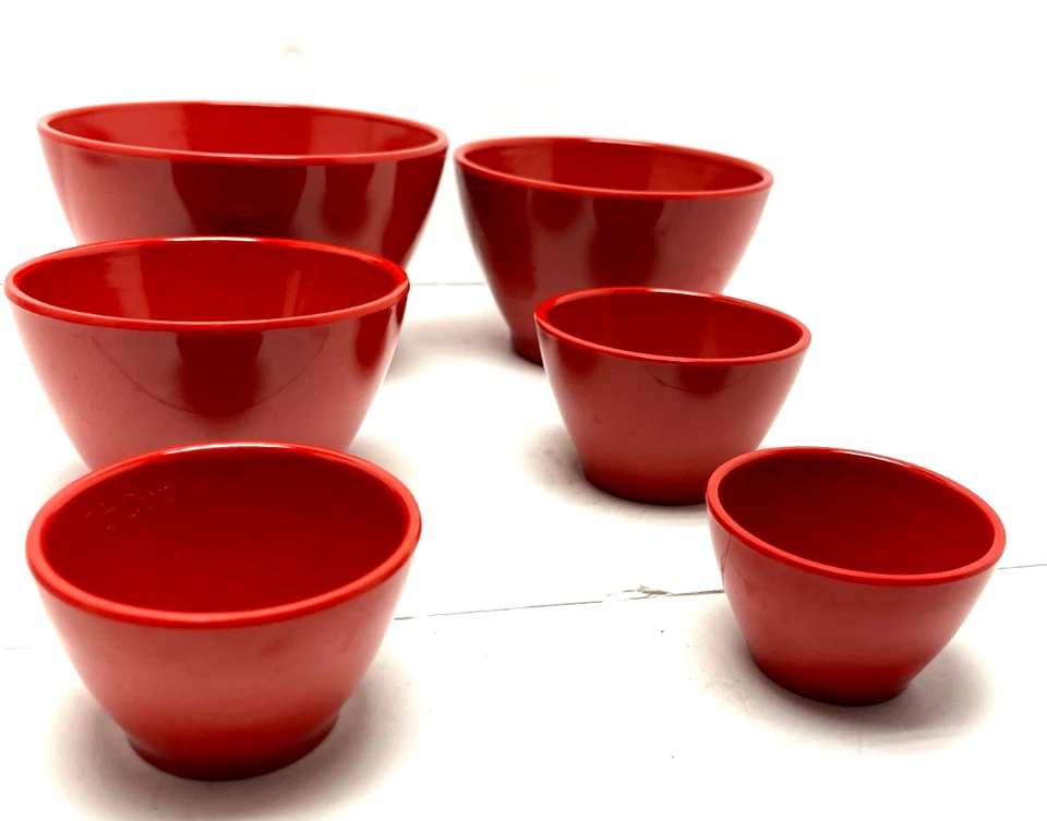 Rachael Ray Bowls 6 Piece Food Prep Nesting Melamine Red Party Measuring Bowl - Image 2 of 4