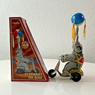 Schylling Elephant on Bike Tin Toy Reproduction with Box Vintage