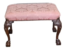 Baker Historic Charleston Chippendale Mahogany Footstool Bench Stool Claw & Ball