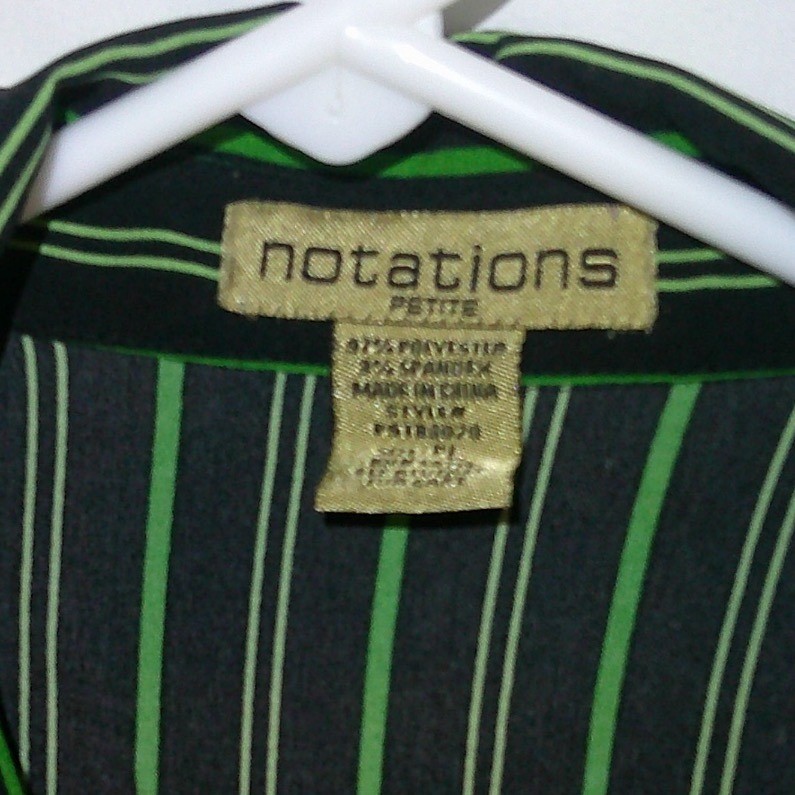 Notations Striped Blouse Button Down 3/4 Sleeve C… - image 3