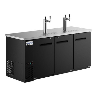 79'' Black Kegerator / Beer Dispenser with 2 Double Tap Towers - (4) 1/2 Keg Cap.