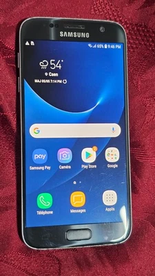Samsung Galaxy S7 - Noir - Vitre arrière cassée - pour pièces ou à réparer - Photo 1/4