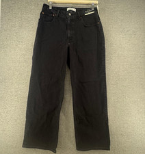 Abercrombie Fitch The 90s Relaxed Jeans Women 30/10 Black Denim Curve Love NEW