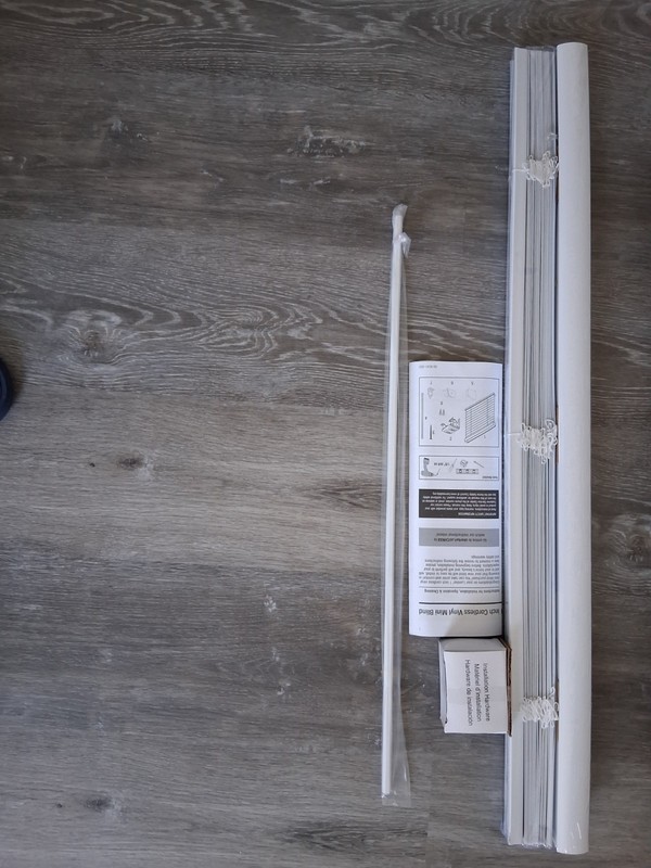 (2) Lumino 34x60 cordl room darkening 1" white vinyl mini blinds with tilt wand.